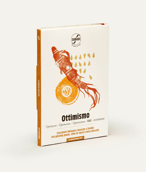 OPTIMISM - Cold-processed organic chocolate with pumpkin seeds, Panax ginseng, and nutmeg 3 cioccolato crudo bio antidepressivo