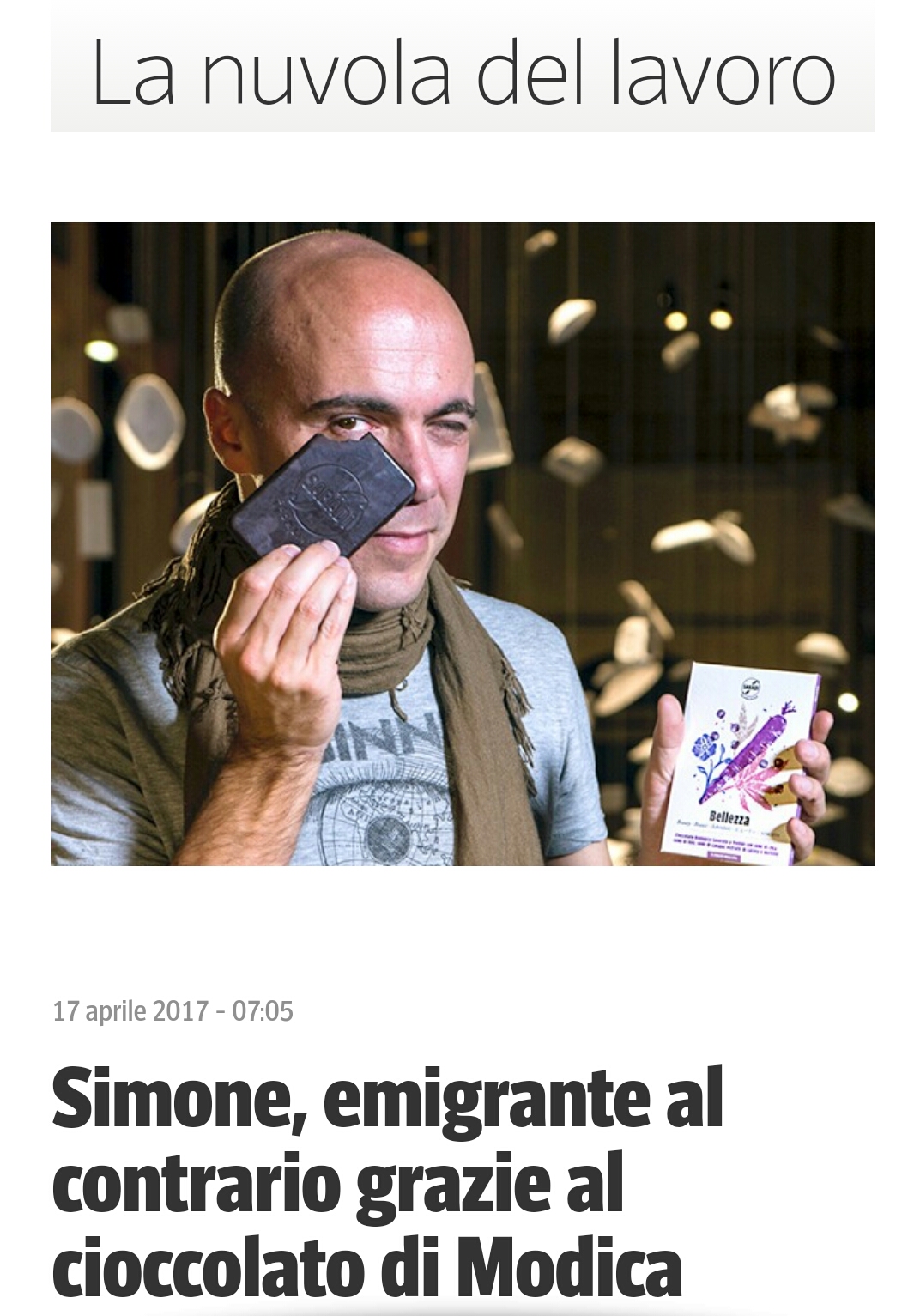 corriere.it - Simone emigrante al contrario