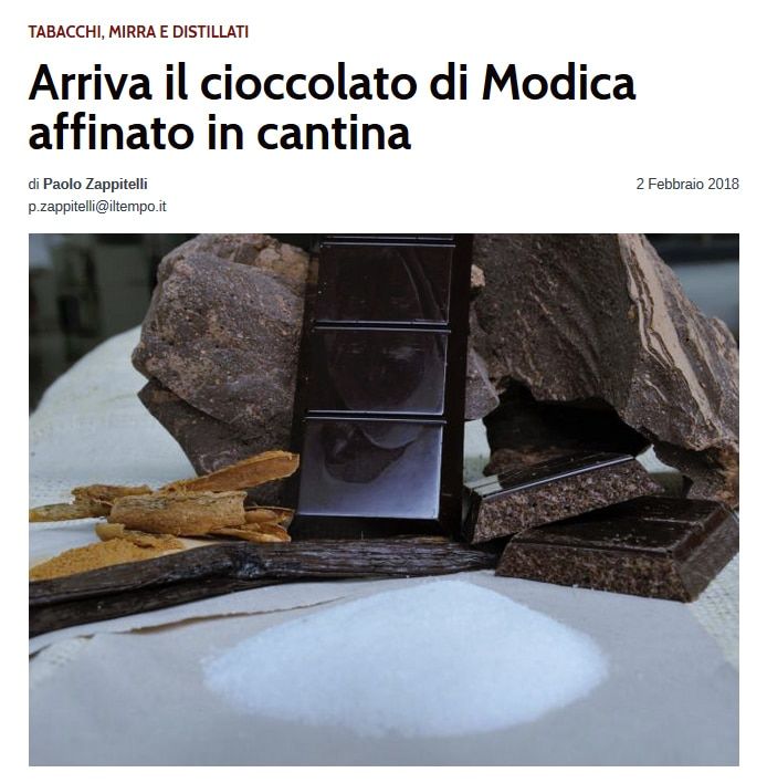 il cioccolato di Modica affinato in cantina