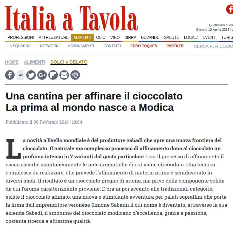 Italia a Tavola scrive di Sabadì