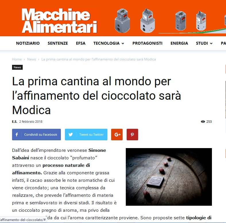 La prima cantana di affinamento del cioccolato - Modica